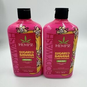 Lot of 2 Pack Hempz Sugared Banana Vanilla Blossom Body Wash 17oz